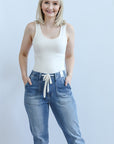 High waisted jogger jeans with elastic waist from Favored And Common