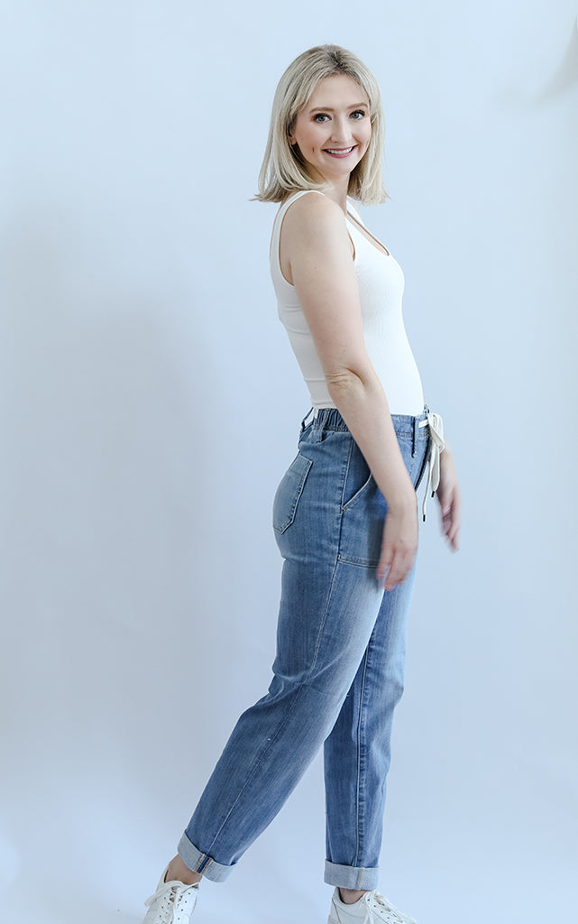 High waisted stretchy jogger jeans from Favored And Common in NC