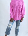 Hot pink cable knit sweater for women from Favored and Common in NC