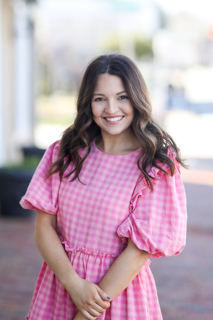 Blush Charm Gingham Dress