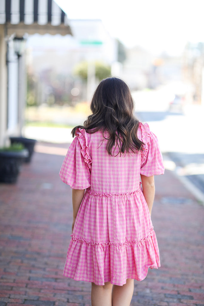 Blush Charm Gingham Dress