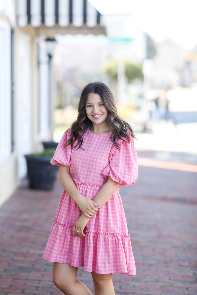 Blush Charm Gingham Dress