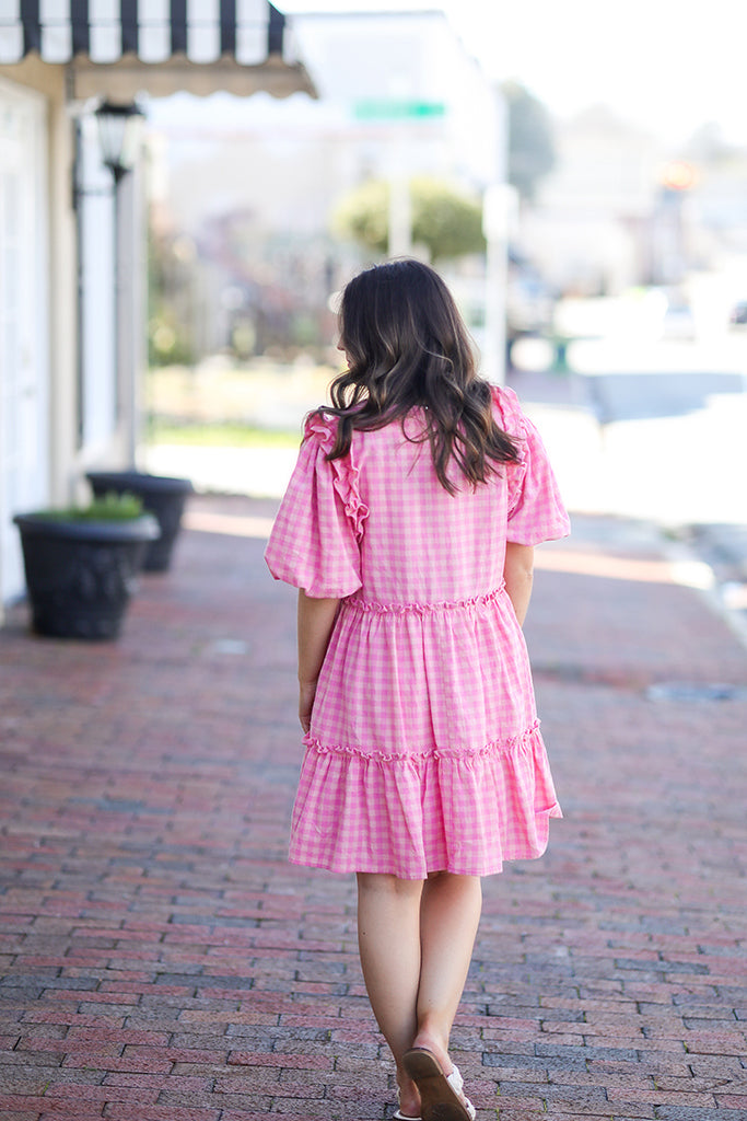 Blush Charm Gingham Dress