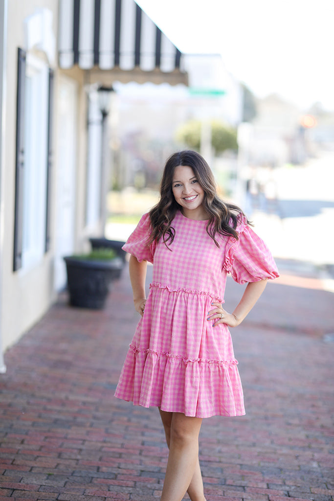 Blush Charm Gingham Dress