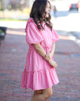 Blush Charm Gingham Dress