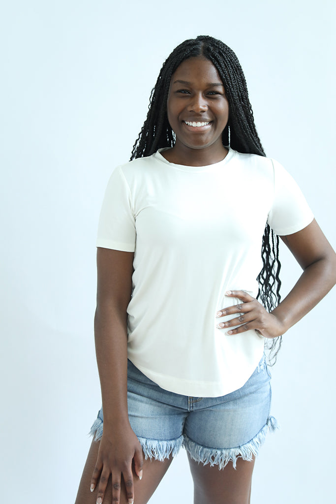 Ivory bamboo tee for women from Favored And Common in NC