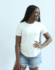 Ivory fitted basic tee for women from Favored And Common in NC