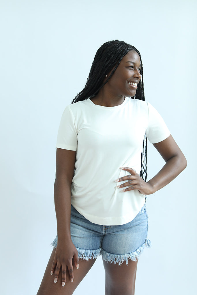 Ivory fitted basic tee for women from Favored And Common in NC