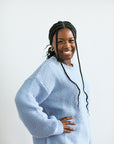 Light blue chunky knit sweater for women from Favored And Common in NC