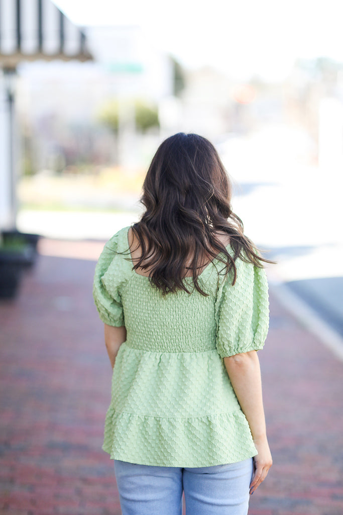 Green Apple Square Neck Blouse