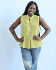 Lime green pleated blouse for women from Favored And Common