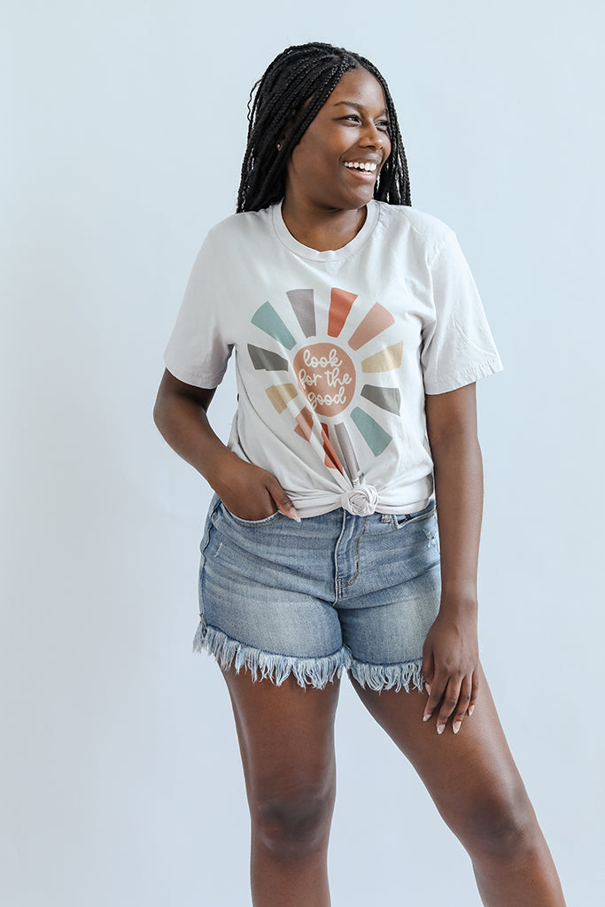 Look for the good sunshine graphic tee for women from Favored And Common online boutique