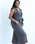 Navy linen jumpsuit for women with pockets from Favored And Common in NC