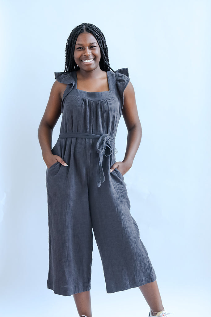 Navy linen jumpsuit for women from Favored And Common in NC