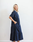 Timeless Tiered Midi Navy Dress | +Plus Size Available