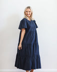 Timeless Tiered Midi Navy Dress | +Plus Size Available