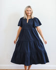 Timeless Tiered Midi Navy Dress | +Plus Size Available