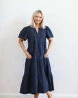 Timeless Tiered Midi Navy Dress | +Plus Size Available