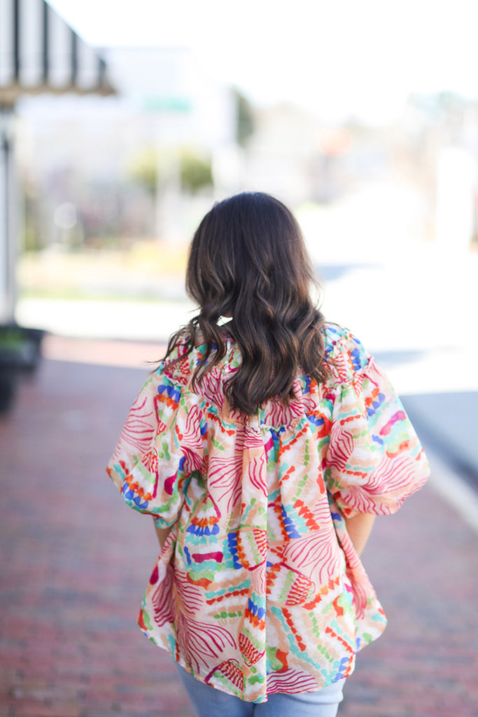 Sweet Peach V-Neck Blouse