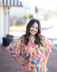 Sweet Peach V-Neck Blouse