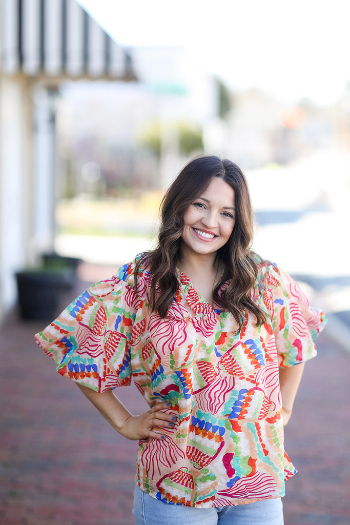 Sweet Peach V-Neck Blouse