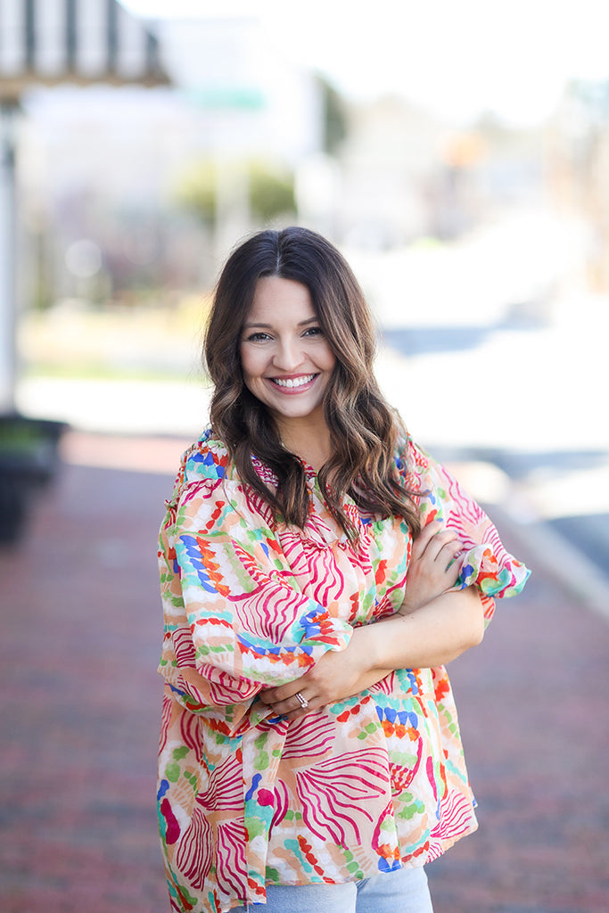 Sweet Peach V-Neck Blouse