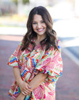 Sweet Peach V-Neck Blouse