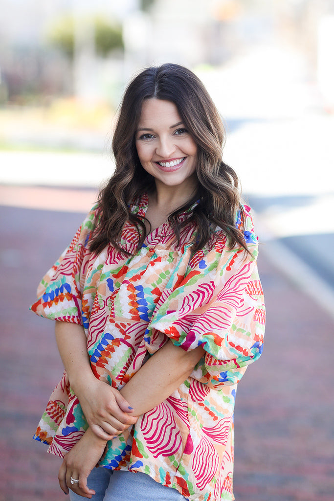 Sweet Peach V-Neck Blouse