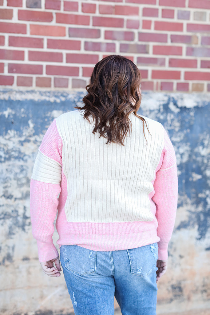 Pink and ivory sweater for women from Favored And Common in NC