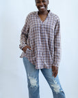 Pink and purple distressed flannel for women from Favored and Common