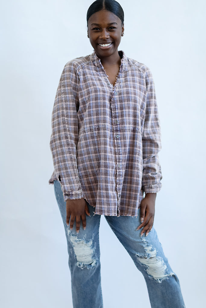 Pink and purple flannel with pockets from Favored and Common