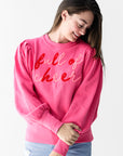 Pink and red Christmas crew neck sweatshirt for women from Favored And Common