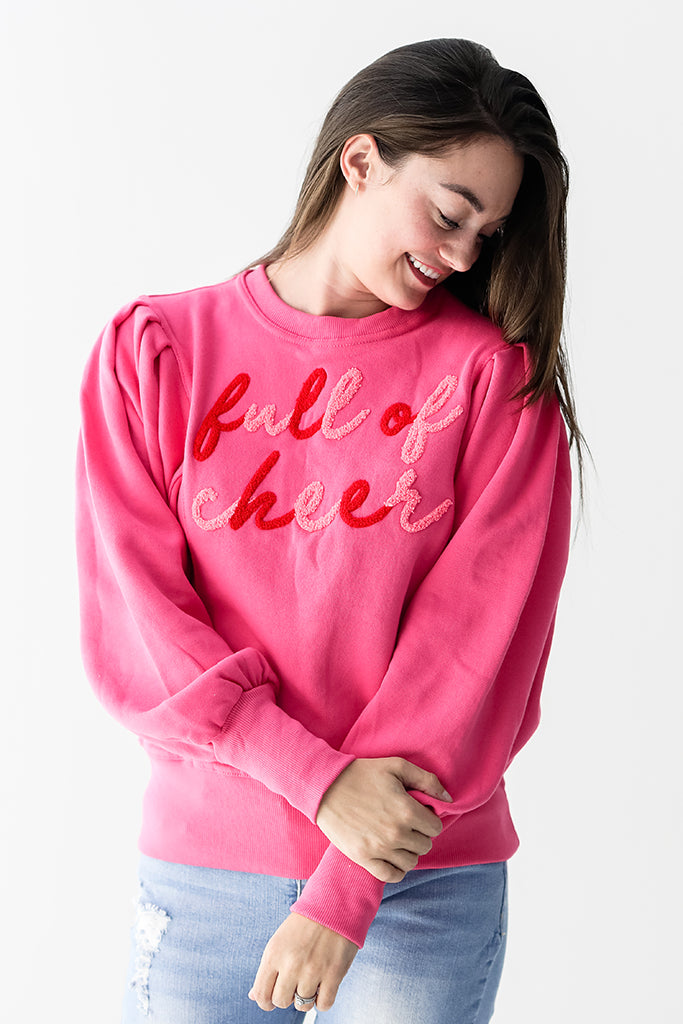 Pink and red Christmas crew neck sweatshirt for women from Favored And Common