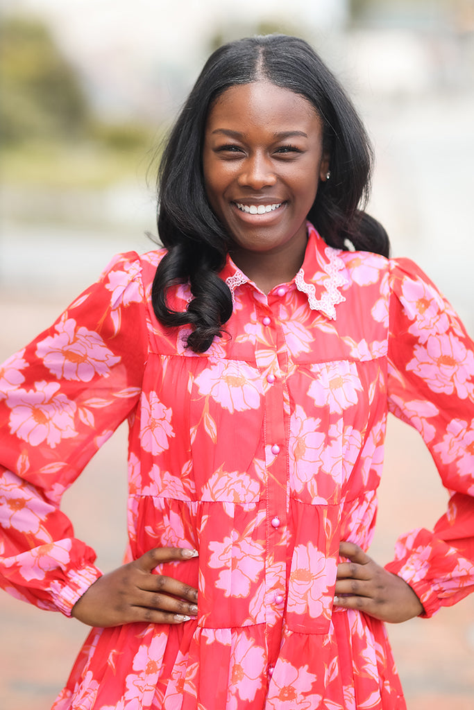 Rosy Bloom Mini Dress