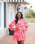 Rosy Bloom Mini Dress