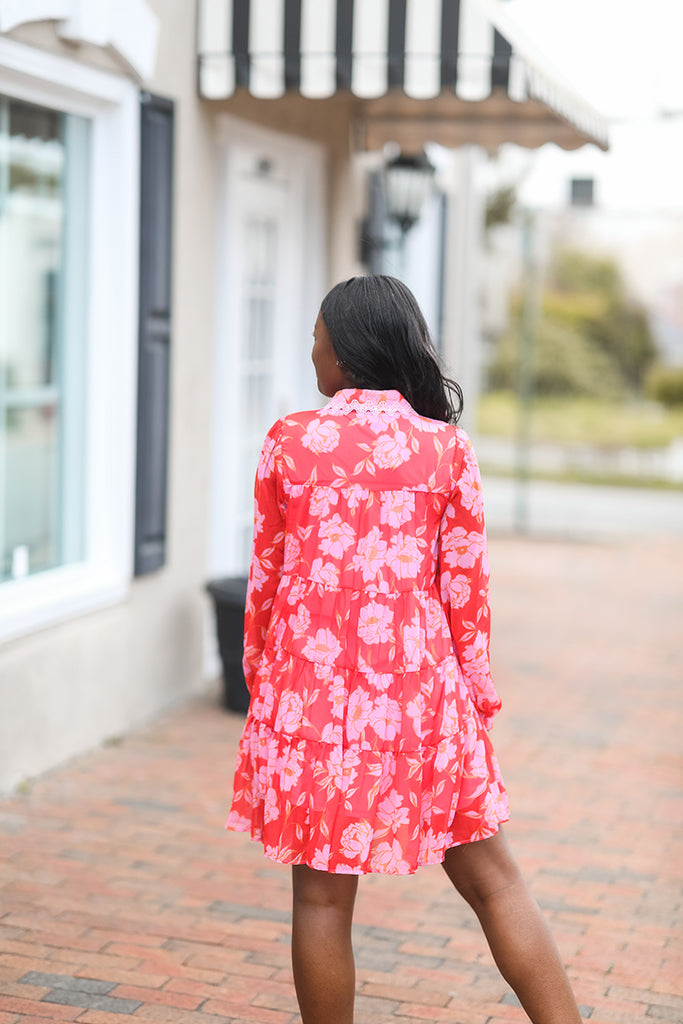 Rosy Bloom Mini Dress