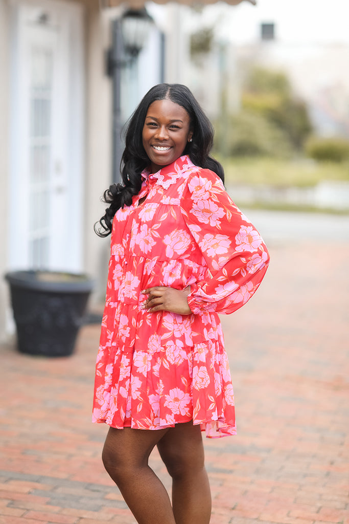 Rosy Bloom Mini Dress