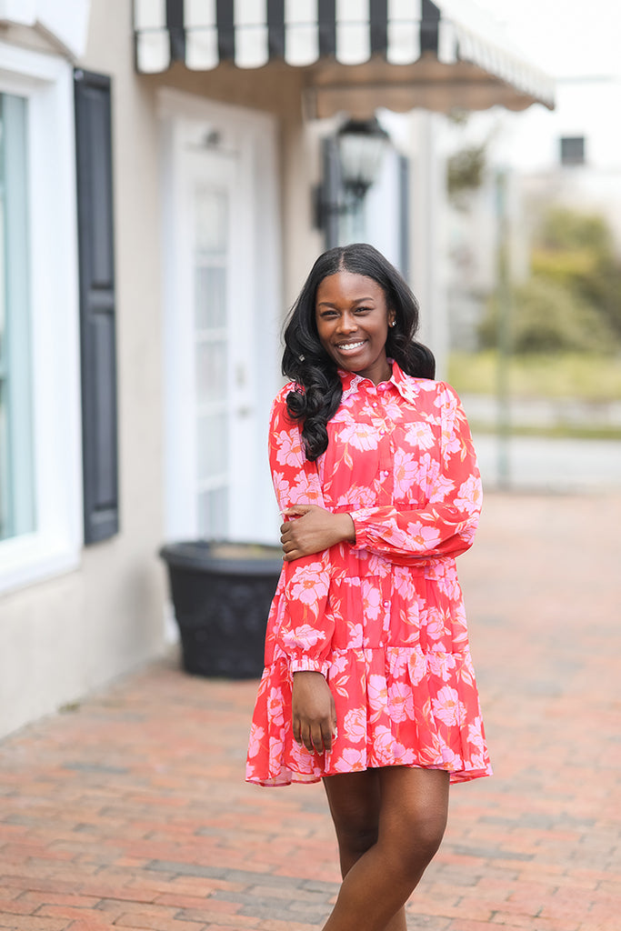 Rosy Bloom Mini Dress