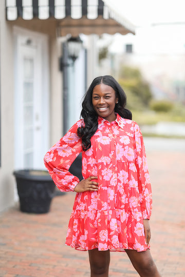 Rosy Bloom Mini Dress