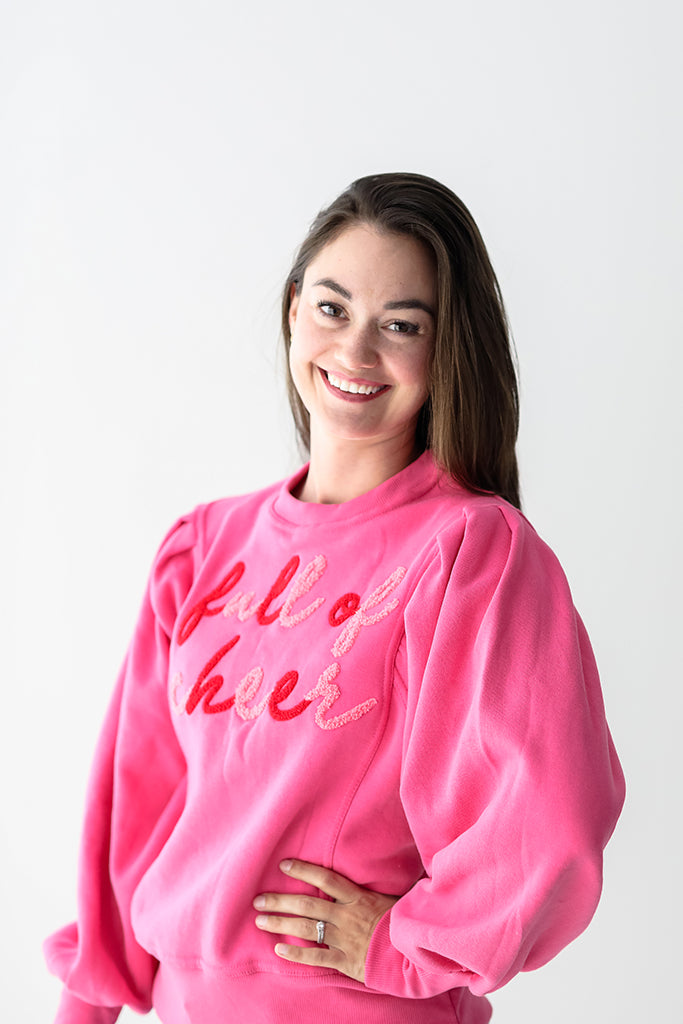 Pink and red sweatshirt for women from Favored And Common Boutique in NC