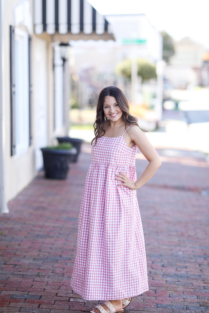 Checkered Blush Midi Dress