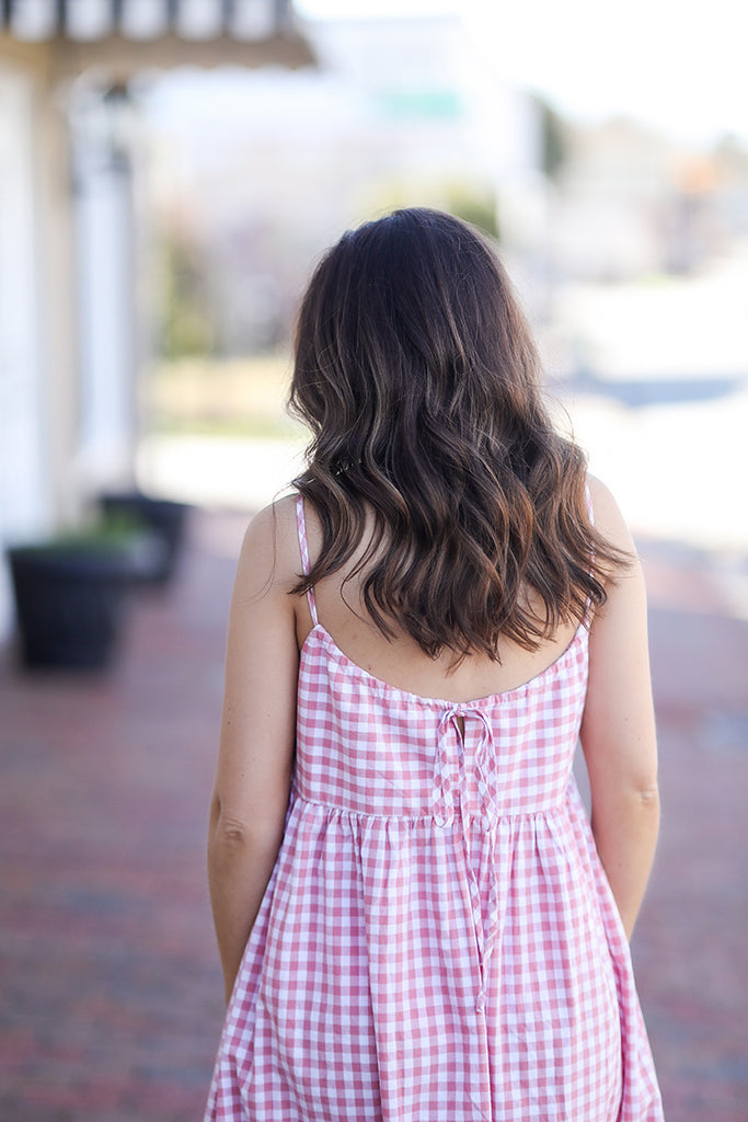 Checkered Blush Midi Dress