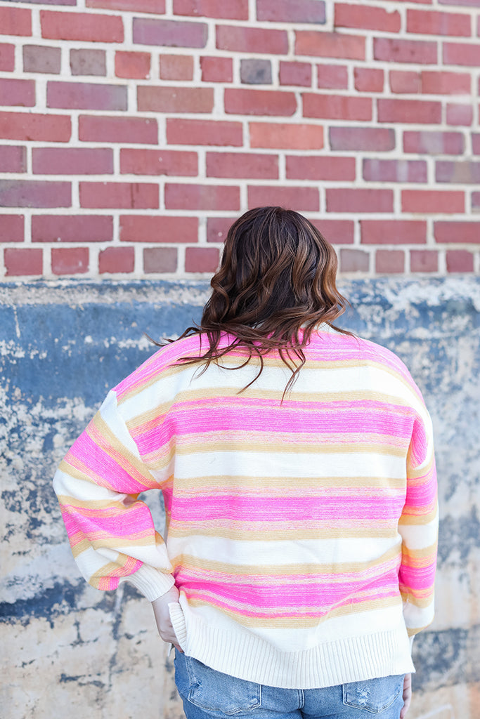 Pink and yellow striped sweater pullover sweater from Favored And Common in NC