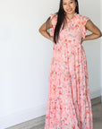 Coral Petal Maxi Dress