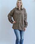 Plaid brown shacket for women from Favored And Common in NC