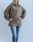 Plaid button up shacket for women from Favored And Common in NC