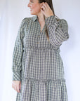 Plaid collared button down mini dress from Favored And Common