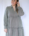 Plaid collared button up dress from Favored And Common 