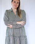 Plaid collared mini dress with long sleeves from Favored And Common