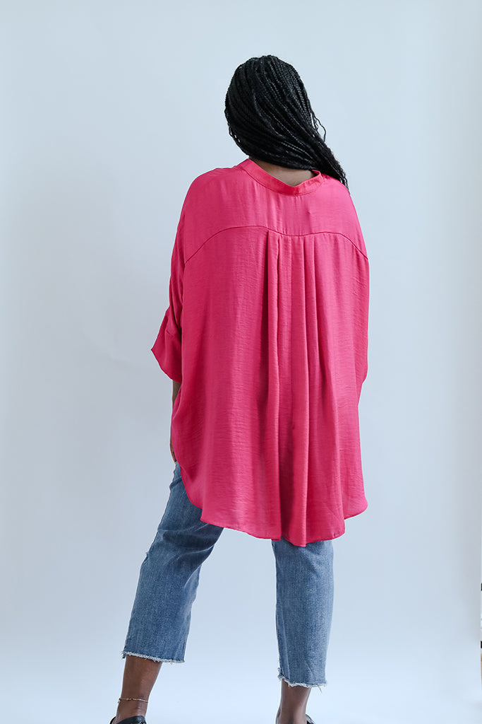 Pleated fuchsia blouse for women from Favored and Common